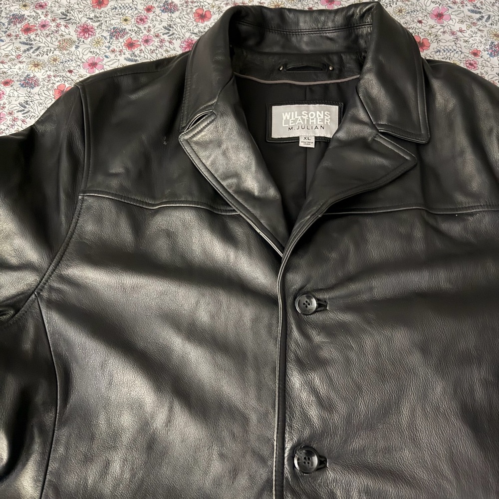Black Leather Trench Coat - Picture 4 of 9